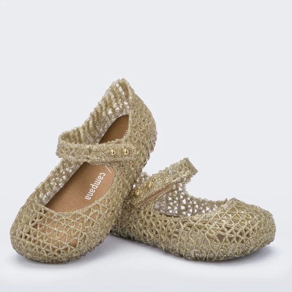 Mini Melissa Campana shoes flat Size 8 color gold